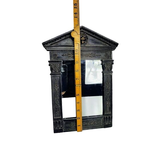 Vintage Rococo Lion Head Mirror Wall Hanging Floral Detailing Framed Faux Bois - Picture 5 of 6